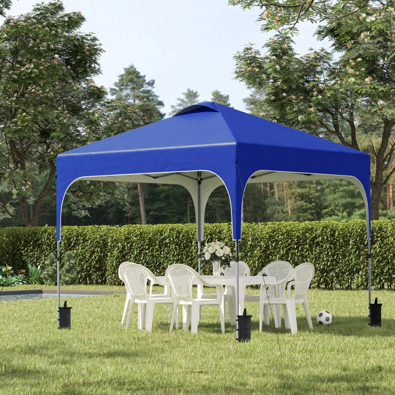 Outsunny 3 x 3 (M) Pop Up Gazebo, UPF 50+ Foldable Canopy Tent with Carry Bag with Wheels and Four Leg Weight Bags, Height Adjustable for Outdoor Garden Patio Party, Blue