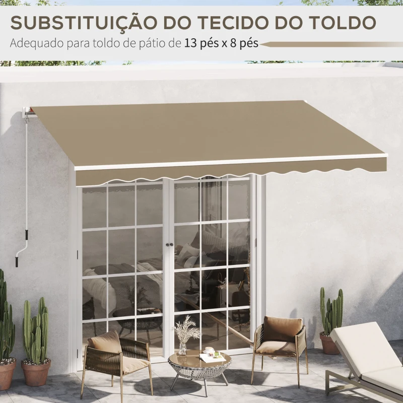 Outsunny Teto de Substituição para Telhado 382x240 cm Lona para Telhado com Dobras Proteção UV Impermeável para Pátio Bege
