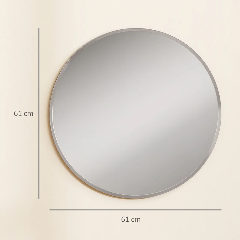 HOMCOM Espelho de Parede Design Moderno para Montagem na Parede 61x61 cm Prata