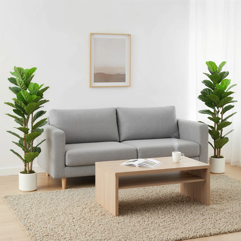HOMCOM Conjunto de 2 Plantas Artificiais 120 cm Figueira-lira com Vaso em Plástico e Tronco em Madeira Maciça Verde