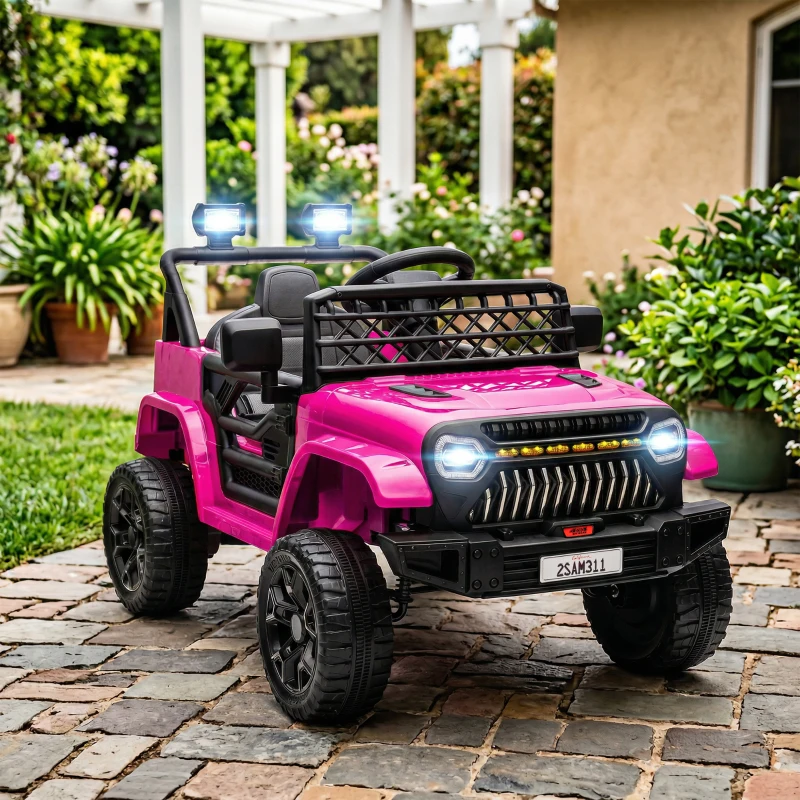 AIYAPLAY Kinder Elektroauto 12V Kinderauto Elektrisch mit 2,4 GHz Fernbedienung 2 Motor Hupe LED Musik für 3-8 Jahre Rosa