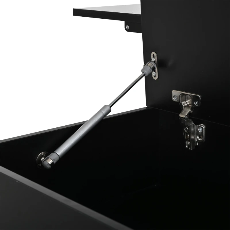 Lift-Top Coffee Table with App-Controlled RGB LED Lights, High-Gloss Center Table with Hidden Compartment, 100L x 45W x 43H cm, Black