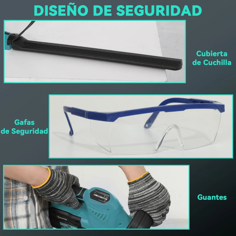 Outsunny Cortasetos Batería 18V con 2 Baterías de 4000mAh Longitud de Cuchilla de 51 cm Motor sin Escobillas y Cargador Azul