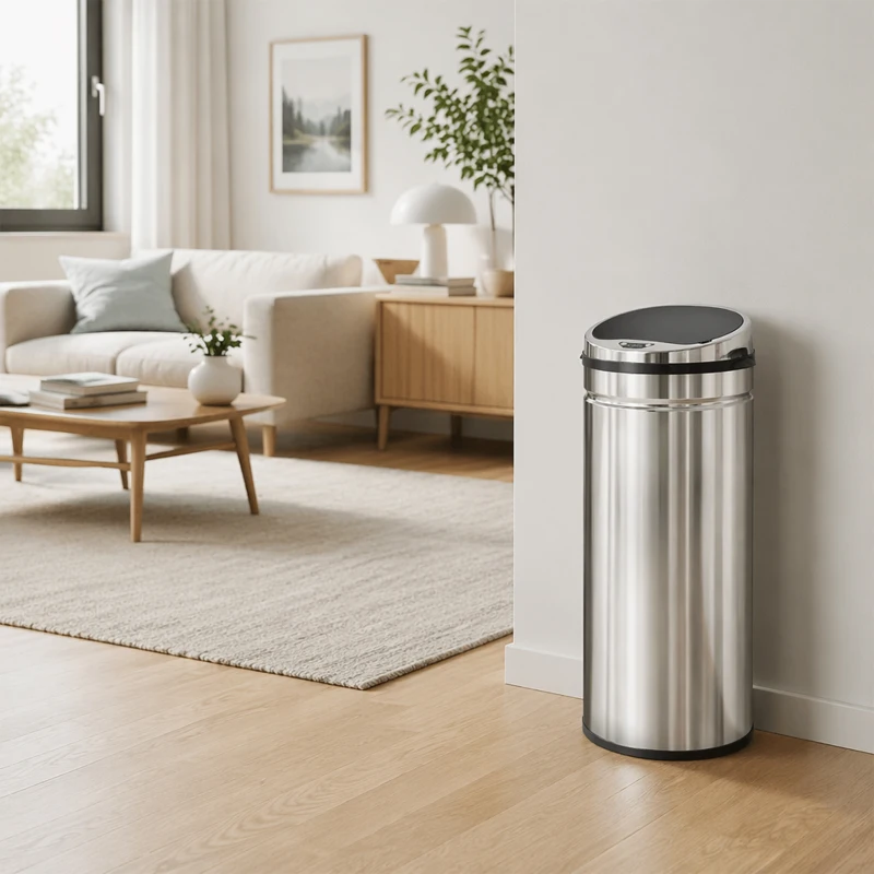 HOMCOM Poubelle à capteur de mouvement ouverture automatique 1 bac de 42 L en acier inoxydable noir et argent