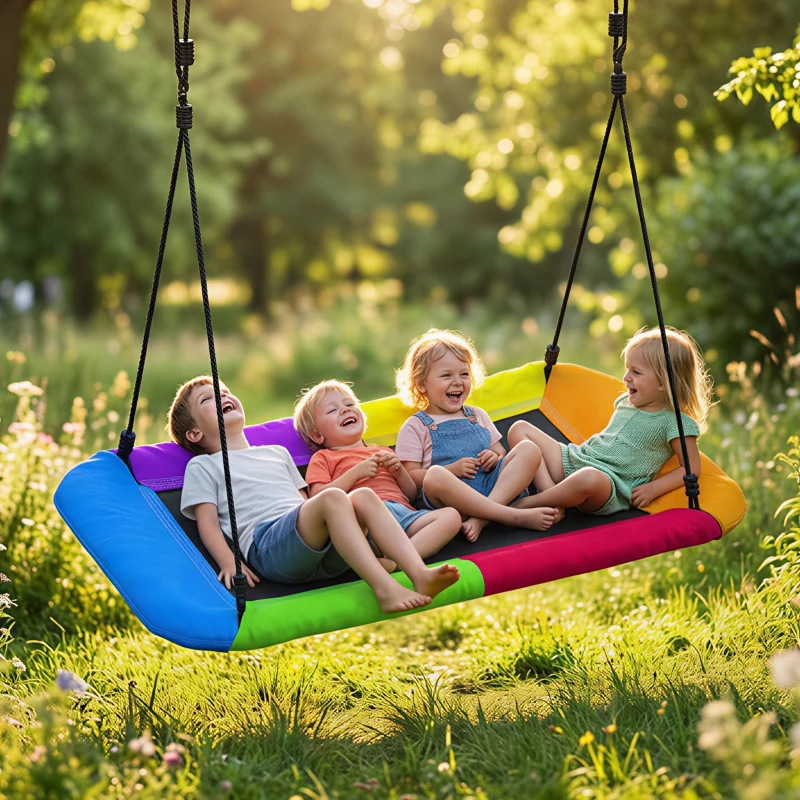 AIYAPLAY Nestschaukel Höhenverstellbar Hängeschaukel bis zu 300kg mit verstellbarer Seile für 3-8 Jahre 148x77x180 cm Mehrfarbig