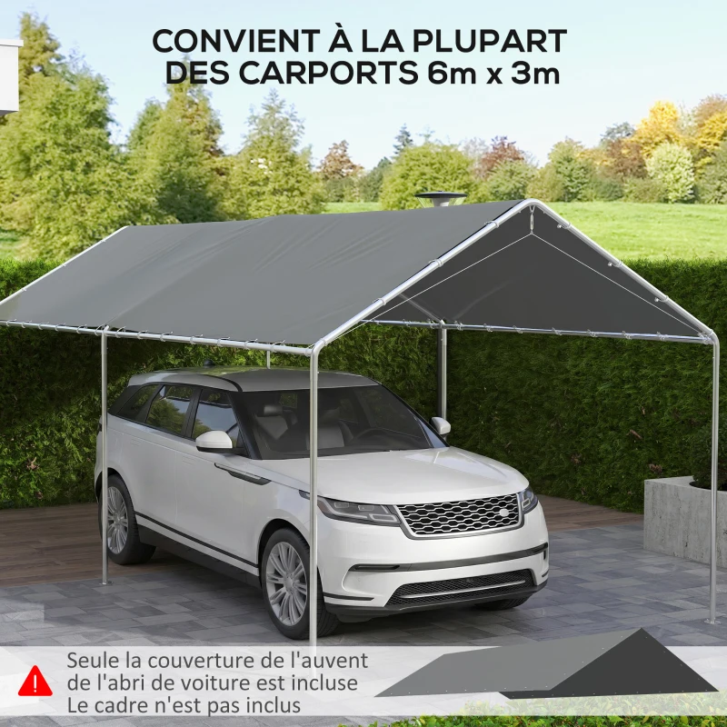 Outsunny Toile de remplacement pour carport 3 x 6 m avec 48 élastiques à boules (housse uniquement, cadre non inclus)