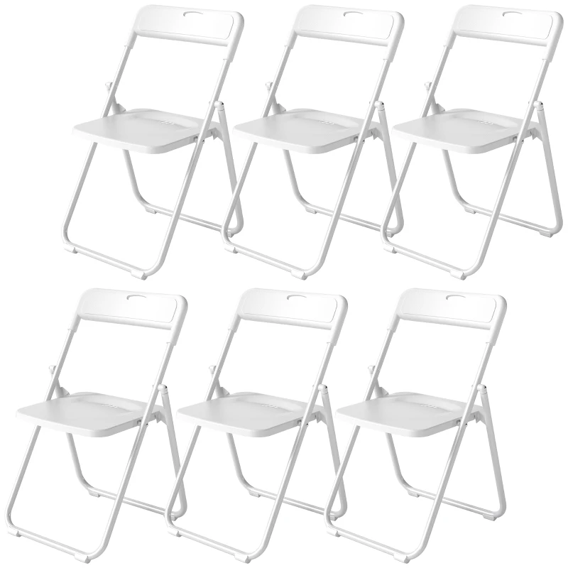 HOMCOM Lot de 6 chaises pliantes portables en plastique et acier, dossier incurvé, assise concave, 48,5 x 47 x 75 cm, blanc