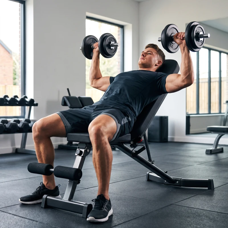 SPORTNOW Banco Ajustable con Bandas de Resistencia, Plegable Inclinado/Declinado/Plano