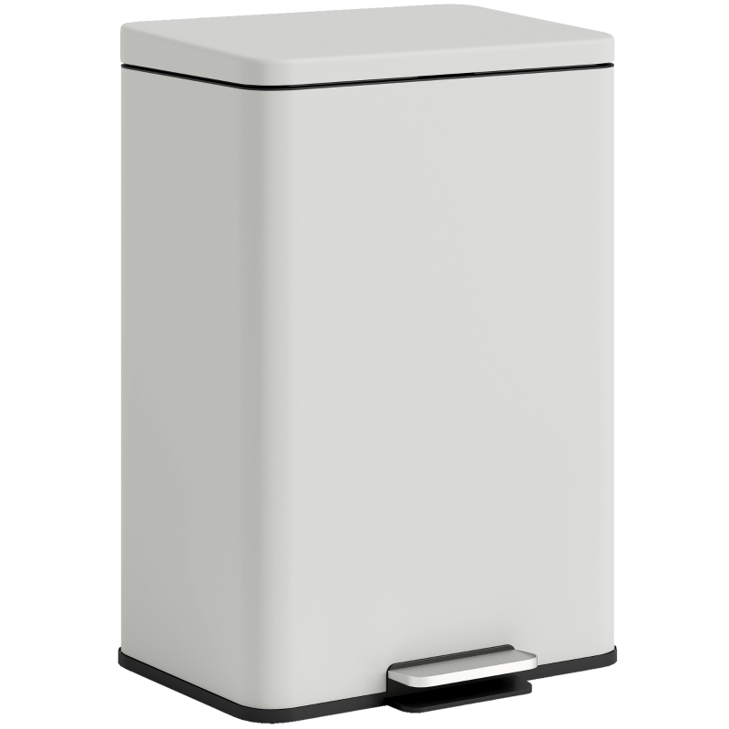 HOMCOM Coș de gunoi de bucătărie 20 L din metal, coș cu pedală, capac cu închidere moale, crem