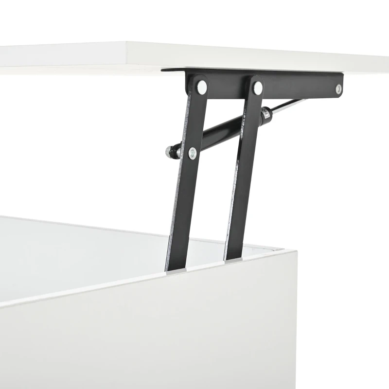 Lift-Top Coffee Table with App-Controlled RGB LED Lights, High-Gloss Center Table with Hidden Compartment, 100L x 45W x 43H cm, White