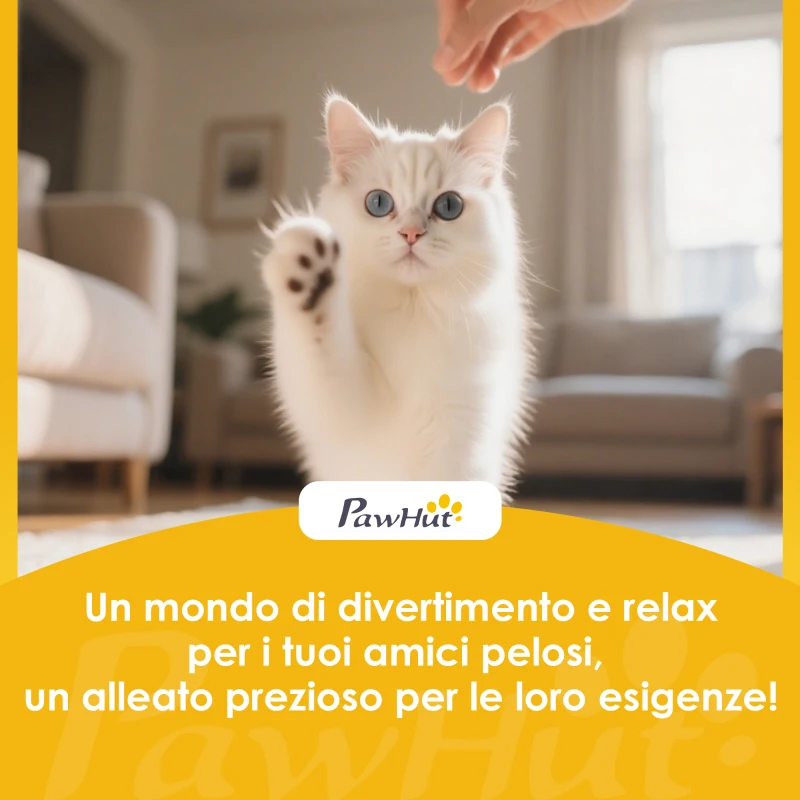PawHut Albero Tiragraffi per Gatti con Posatoio e Casetta, in Legno, Peluche e Sisal, 40x30x72 cm, Beige e Giallo