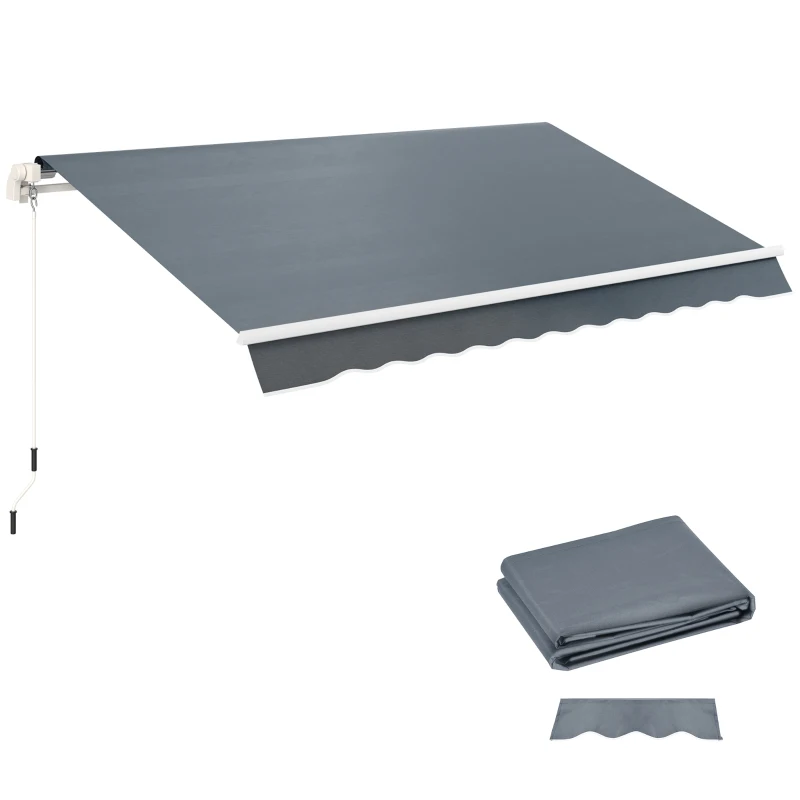 Outsunny Material de Înlocuire pentru Cort Retractabil 4x3 m din Poliester Anti UV 50+ Gri