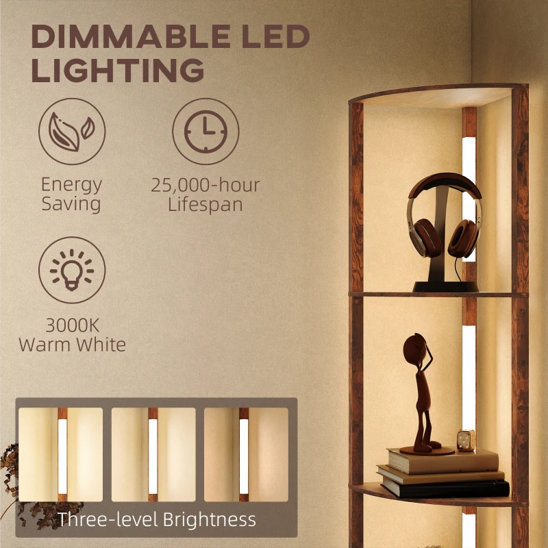 HOMCOM 4-Tier Corner Floor Lamp