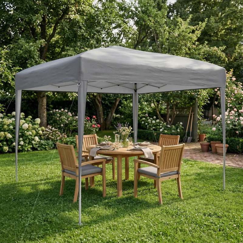 Outsunny Tonnelle pop-up barnum de jardin pliant anti-UV + sac de transport acier Oxford 2,95 x 2,95 x 2,55 m gris