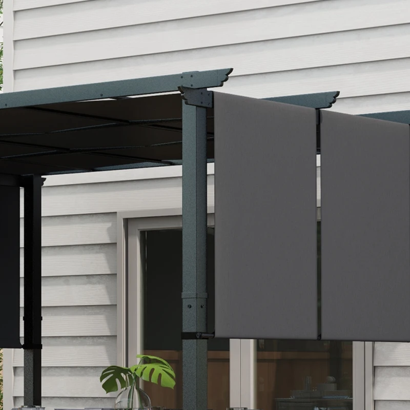 Outsunny Gazebo Pergola 3x3.5 m con 3 Tettucci Regolabili in Acciaio e Poliestere Anti UV, Grigio