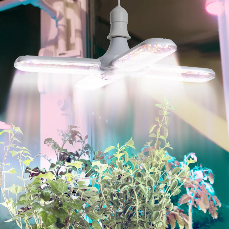 Outsunny LED Grow Light, Full Spectrum Foldable 20W Plant Grow Lamp with E27 Base and 240Pcs LEDs for Indoor Hydroponics Greenhouse Plants Seedling, Growing, Blooming