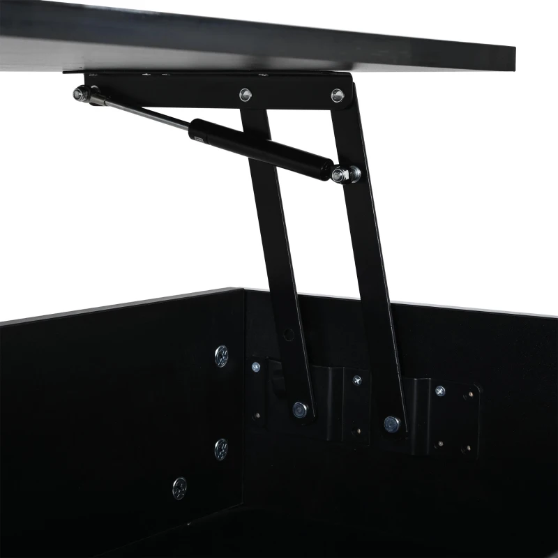 Lift-Top Coffee Table with App-Controlled RGB LED Lights, High-Gloss Center Table with Hidden Compartment, 100L x 45W x 43H cm, Black