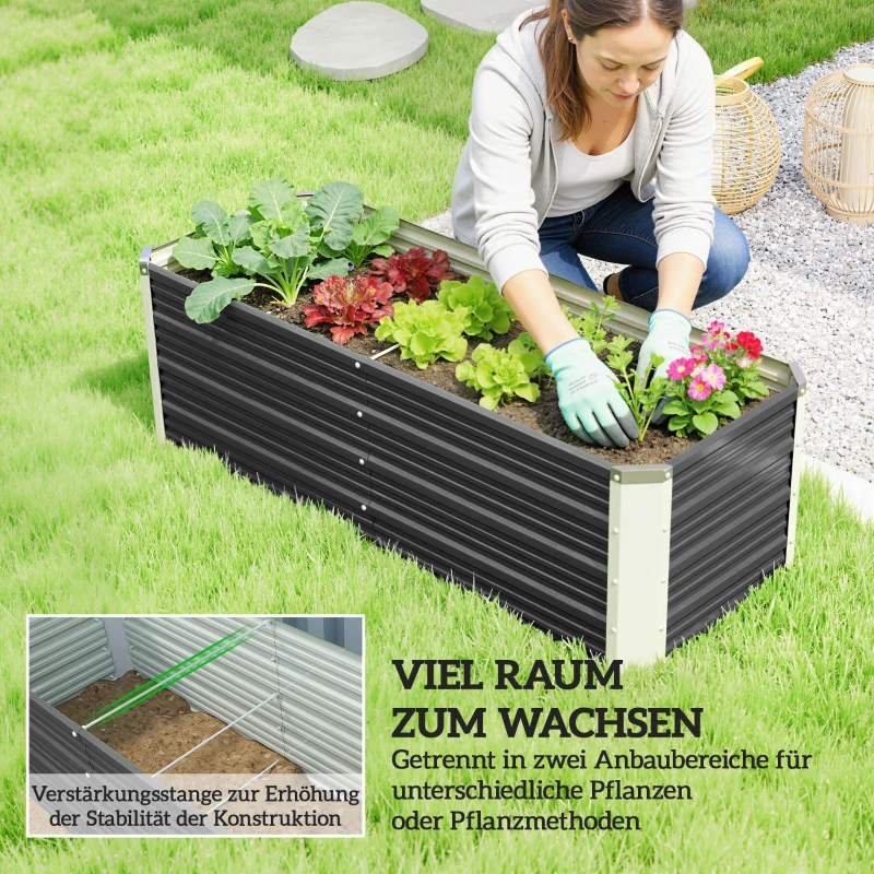 Outsunny verhoogd bed 125cm x 47cm x 40cm
