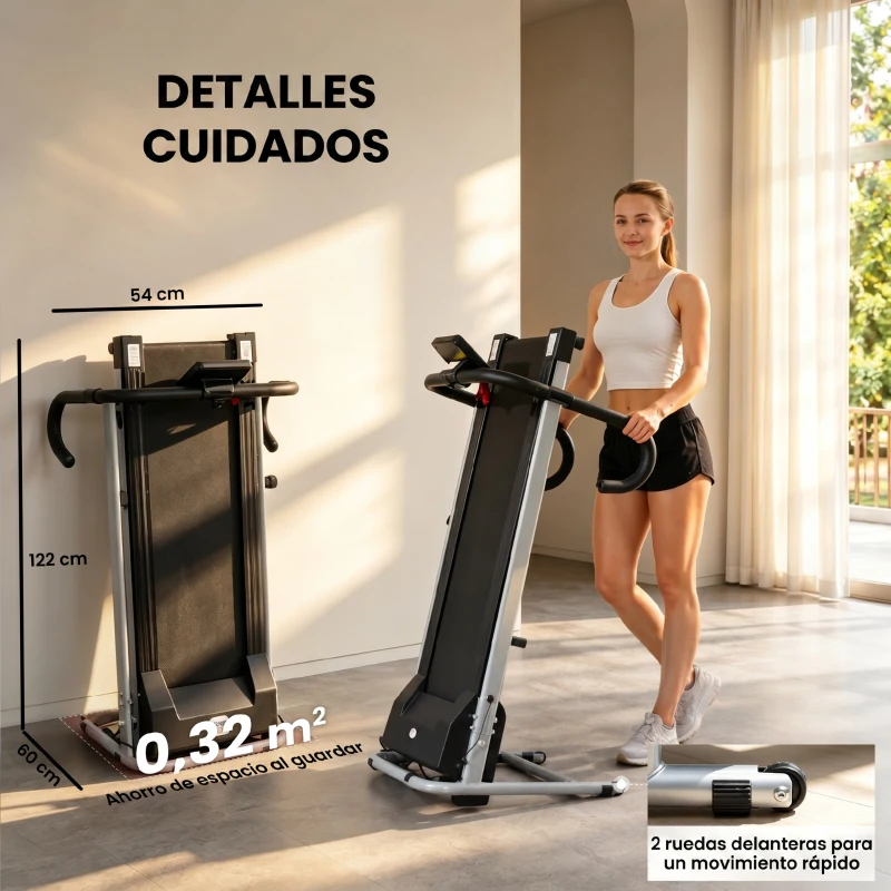 HOMCOM Cinta de Correr Plegable Cinta de Andar Eléctrica Velocidad de 1-10km/h con Pantalla LCD 125x61x118 cm Negro y Gris
