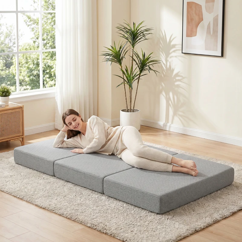 HOMCOM Materasso pieghevole 200x90 cm, spessore 15 cm, fodera lavabile, certificato OEKO-TEX