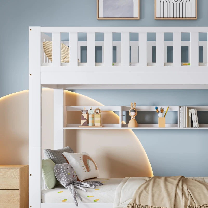 Space‑Saving Children's Bunk Bed with Safe Three-Step Ladder, Versatile Storage Bed with Under-Bed Sliding Drawers, 198L x 98W x 152H cm, White