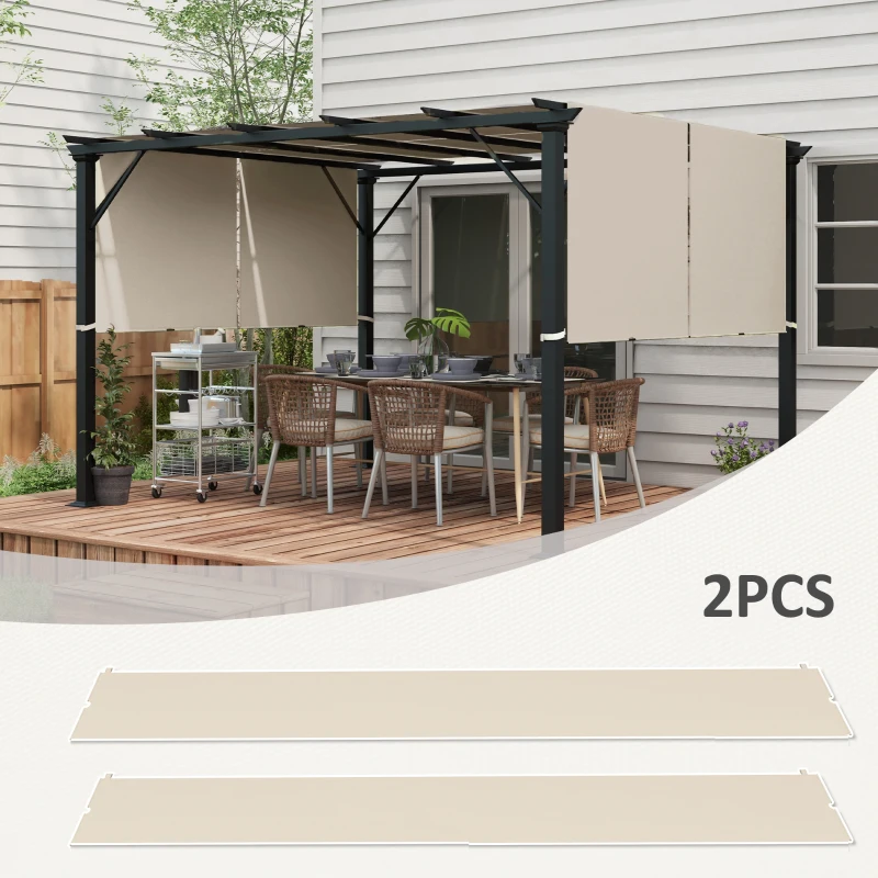 Outsunny Copertura per Gazebo Pergola 3x3 m in Poliestere con Tasche e Cinghie, 488x122 cm, color Kaki