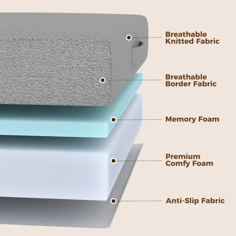 HOMCOM Materac składany 200 x 90 cm, 15 cm, składany materac, przenośny materac podłogowy z pralnym pokrowcem, certyfikat Oeko-Tex