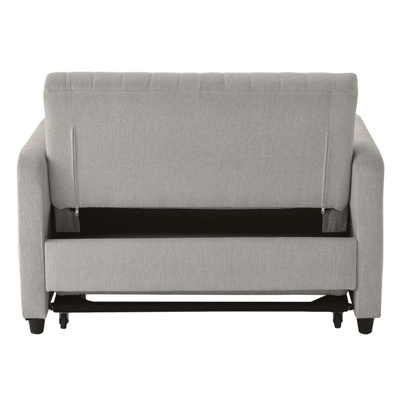 Two-Seater Pull-Out Sofa Bed with Three-Level Adjustable Backrest, Stylish Futon Couches with High-Density Foam, 112L x 169W x 59H cm, Light Gray