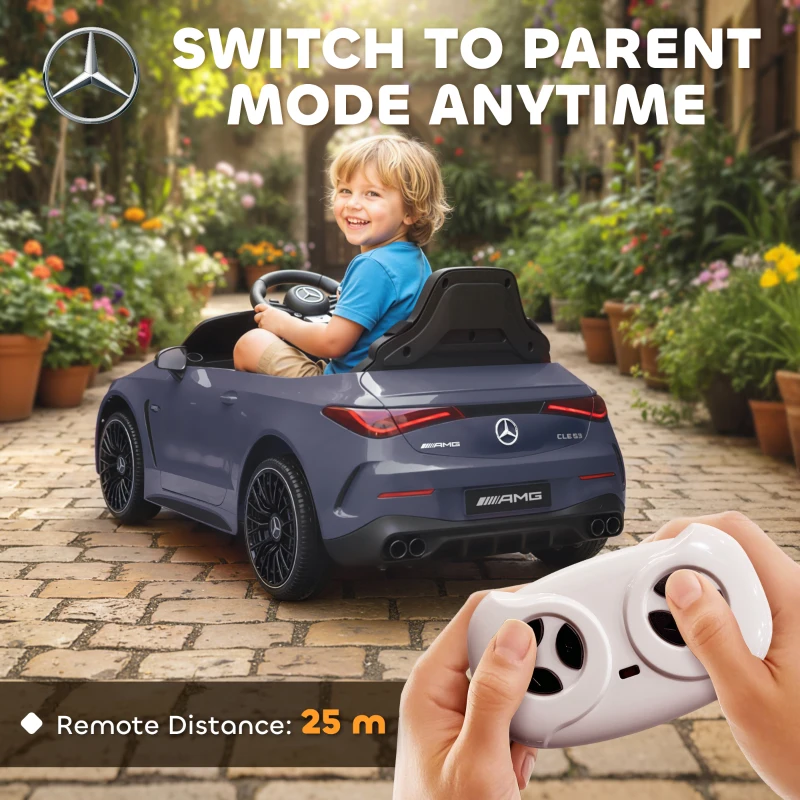 AIYAPLAY Licensed Mercedes AMG Kids Electric Car, 12V Ride On Car with Dual Motors, Remote Control for 3-6 Years, Grey