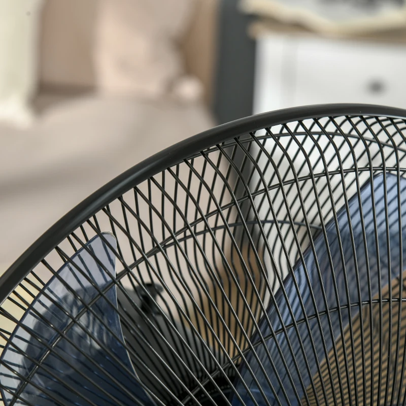 HOMCOM Ventoinha de Pé com Nebulizador Oscilante 3 Velocidades e 5 Lâminas Potência 90W Depósito 2,8L  Ø44,5x120 cm Preto