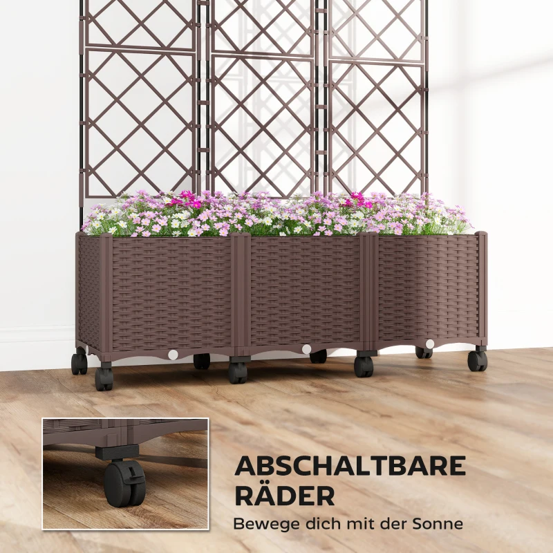 Outsunny Klimrek met plantenbak bloembak met zelfbewateringssysteem 120 x 40 x 192 cm bruin