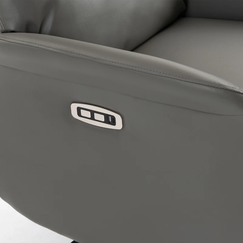 HOMCOM Power Recliner Chair, Swivel Electric Reclining Chair with Type C+USB, Recliner Armchair with Footrest, Dark Grey