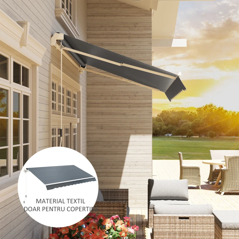 Outsunny Material de Înlocuire pentru Cort Retractabil 4x3 m din Poliester Anti UV 50+ Gri