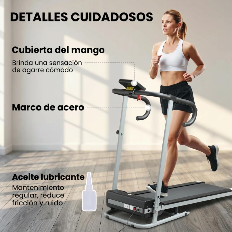 HOMCOM Cinta de Correr Plegable Cinta de Andar Eléctrica Velocidad de 1-10km/h con Pantalla LCD 125x61x118 cm Negro y Gris