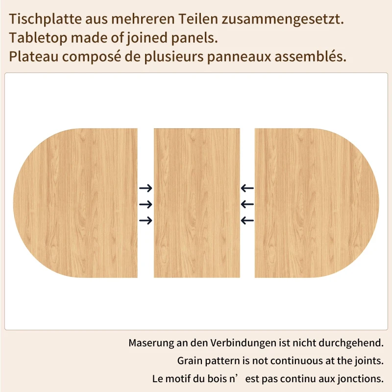 Extendable Dining Table with Vertically Grooved Legs, Space-Saving Dinner Table with Storage Compartment, 160L x 80W x 76H cm, Natural Wood