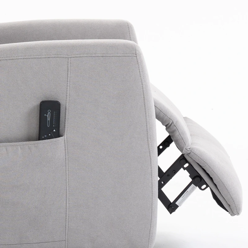 HOMCOM Fauteuil de massage inclinable fauteuil de relaxation en chenille avec repose-pieds poche latérale télécommande gris