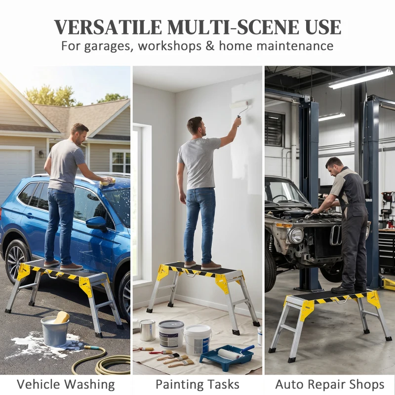 HOMCOM Work Bench, Foldable Aluminium Alloy Tool Stand with Handle, Non Slip, 150 kg, 110 x 32 x 50 cm