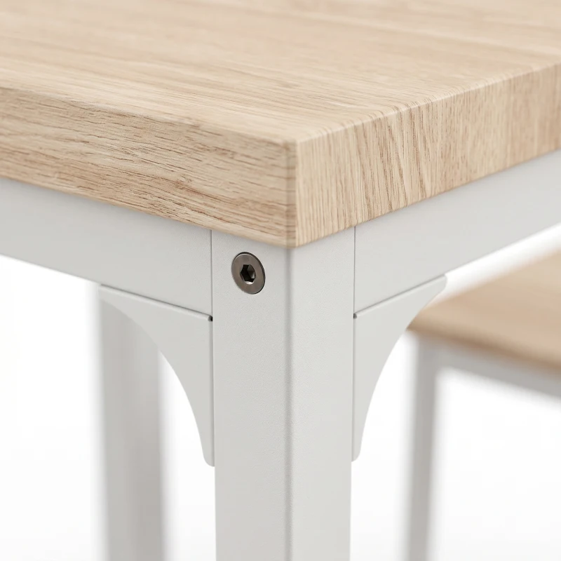 HOMCOM Three-Piece Minimal and Compact Dining Set, Oak Wood Effect