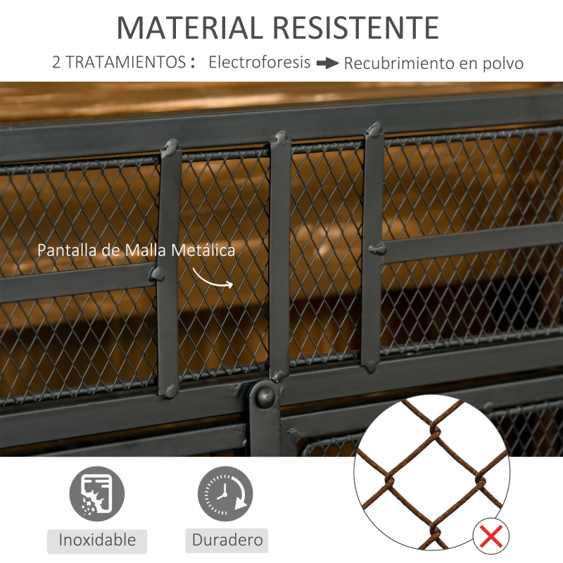 HOMCOM Salvachispas Plegable Pantalla Protectora de Chimenea de 3 Paneles con Doble Puerta y Pies 120x11,5x79 cm Negro