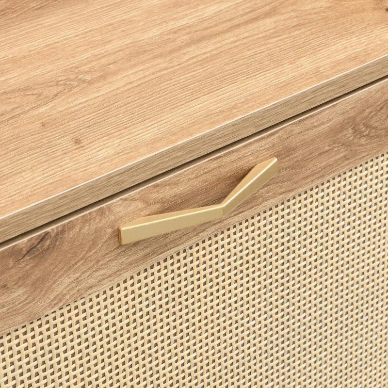 Modern Shoe Cabinet with Space-Saving 4-Door Design, Sturdy Storage Cabinet with Metal Frame and Top Shelf, 108.5L x 24W x 100H cm, Natural