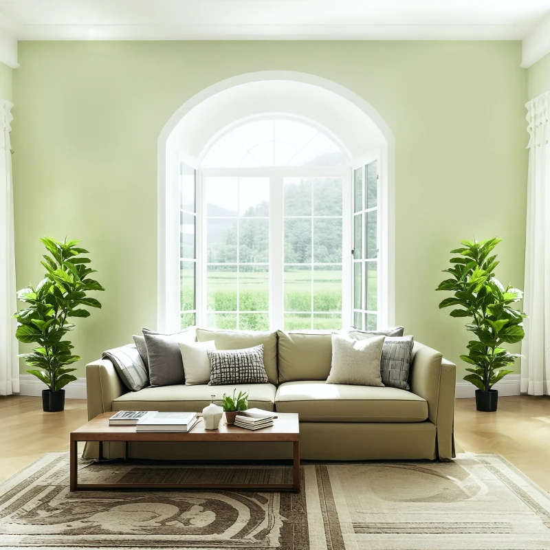 HOMCOM Pack de 2 Ficus Artificiales 110 cm Plantas Artificiales con 90 Hojas Musgo y Maceta para Interior Verde