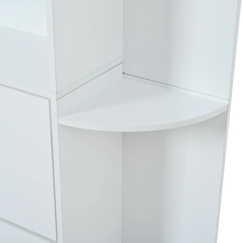 Coat Rack and Shoe Storage Cabinet with Shoe Cubbies, Space-Saving Hallway Storage Unit with Hinged Doors, 120L x 24W x 200H cm, White