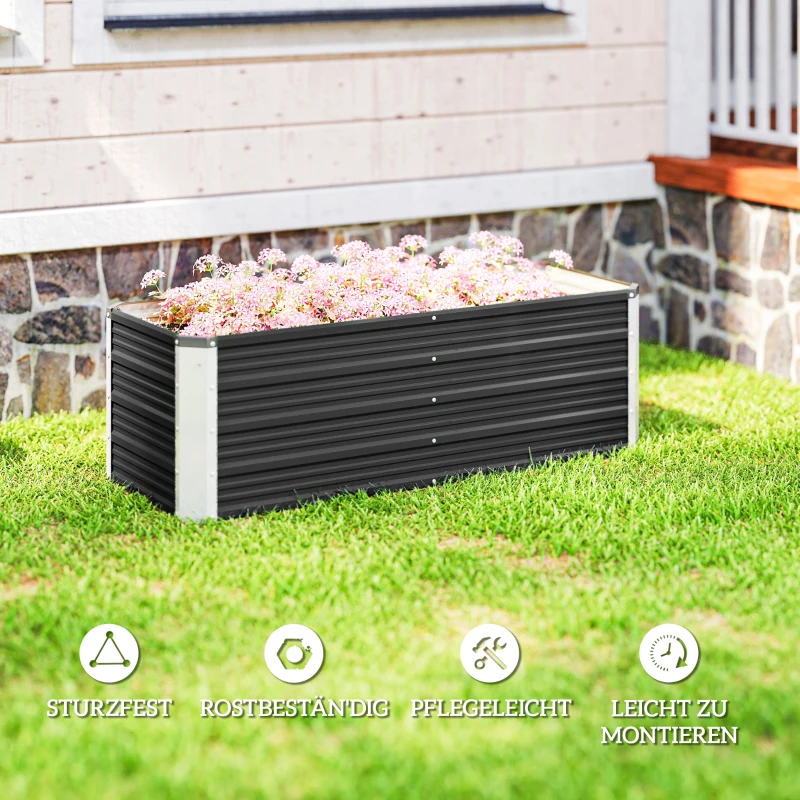 Outsunny verhoogd bed 125cm x 47cm x 40cm