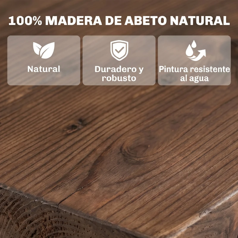 Outsunny Mesa de Jardim de Madeira Mesa de Exterior 110x60x65 cm com Pés em Forma de Rodas Mesa de Pátio Madeira Carbonizada