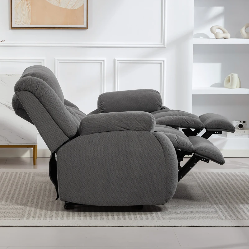 HOMCOM Sillón de 2 Plazas Relax Reclinable Manual Sillón Relax Tapizado en Terciopelo Reposapiés Ajustable Asiento Amplio Gris