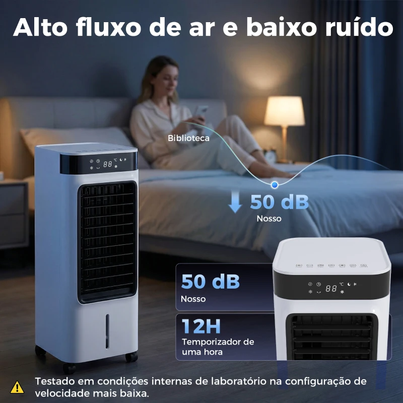 HOMCOM Arrefecedor de ar portátil 3 em 1 resfriador humidificador e ventilador, 3 velocidades 3 modos, branco