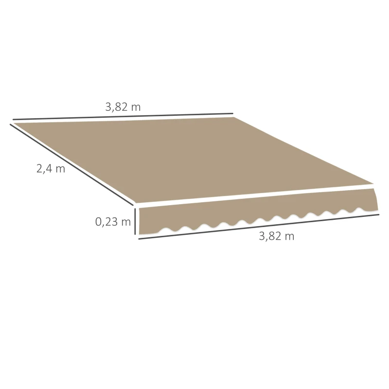 Outsunny Teto de Substituição para Telhado 382x240 cm Lona para Telhado com Dobras Proteção UV Impermeável para Pátio Bege