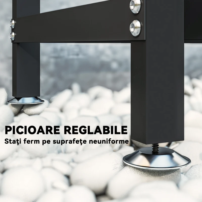 Outsunny Suport pentru Lemne de Foc din Metal cu Prelată Impermeabilă, Capacitate 0.8m³, Cadru Reglabil, 235 x 31 x 116 cm, Negru