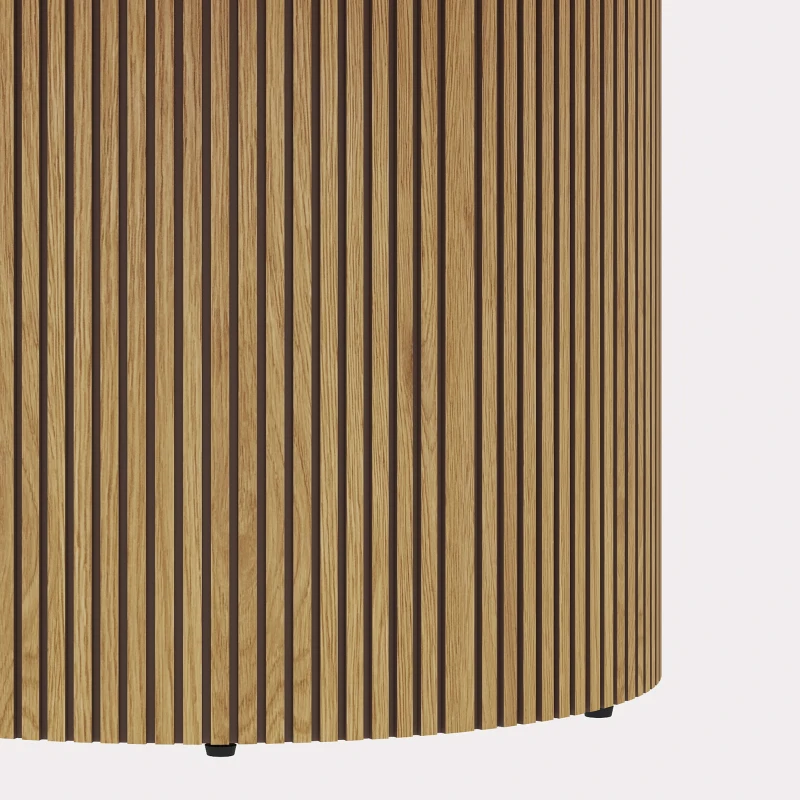 HOMCOM Table basse ronde en bois, table de salon avec piètement cannelé, style moderne, effet bois naturel