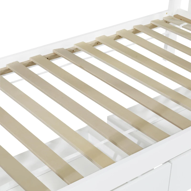 Space‑Saving Children's Bunk Bed with Safe Three-Step Ladder, Versatile Storage Bed with Under-Bed Sliding Drawers, 198L x 98W x 152H cm, White